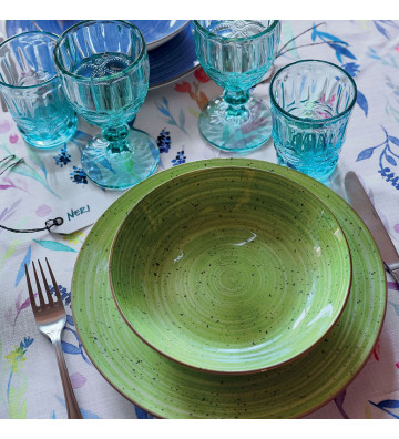Set of 18 blue and green porcelain plates