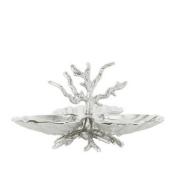 Alzata conchiglia tripla corallo argento Ø28xH17cm - Cote Table - Nardini Forniture