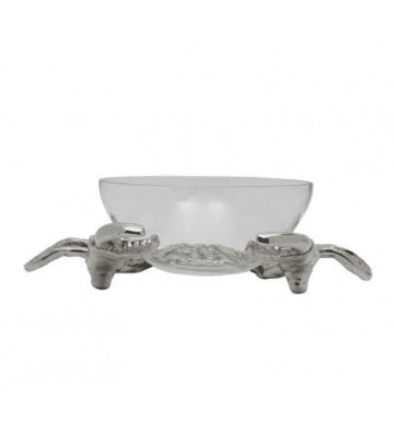 Small bowl in glass and silver crab Ø22x27cm