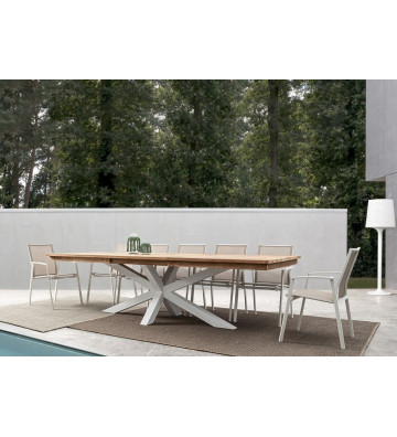 extendable table in teak and aluminium 220/300x100cm - Nardini Forniture