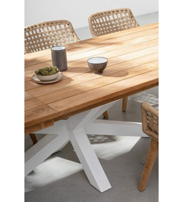 extendable table in teak and aluminium 220/300x100cm - Nardini Forniture