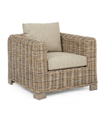 Rattan natural fibre armchair with cushions - Nardini Forniture