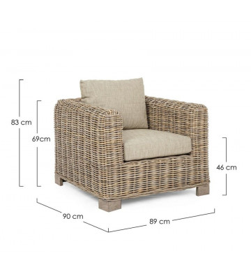 Rattan natural fibre armchair with cushions - Nardini Forniture