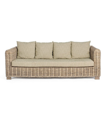 Natural fiber sofa 3 seats with cushions - Nardini Forniture