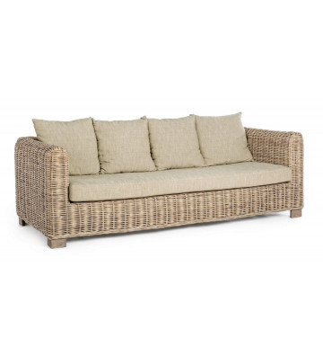 Natural fiber sofa 3 seats with cushions - Nardini Forniture