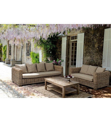 IN/OUT set in natural wicker with cushions - Nardini Forniture