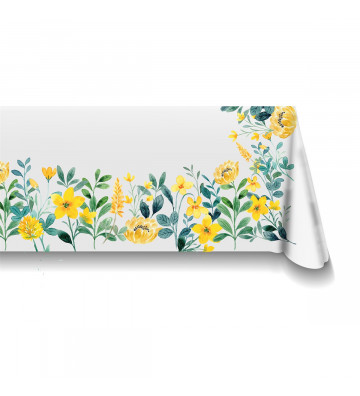 Patterned tablecloth with yellow wildflowers 160x260cm