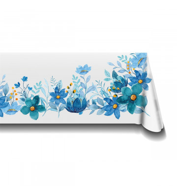 Blue wildflowers patterned tablecloth 160x320cm