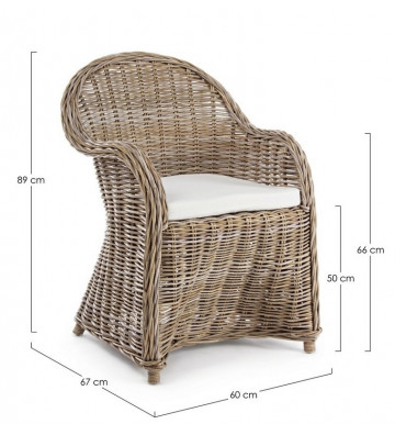 Natural wicker armchair with cushion - Nardini Forniture