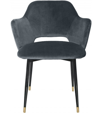 Andrew gray velvet dining chair with armrests