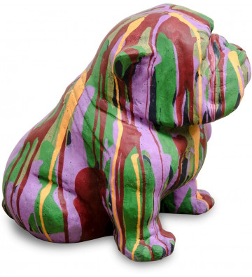 Multicolor Bulldog Statue H41cm