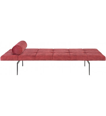Red velvet sofa with roll 190cm