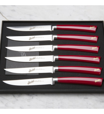 Set of 6 Elegance steak knives in red steel - Berkel