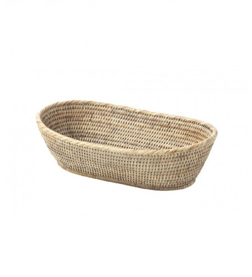 Whiteened rattan bread basket 34x18xH9cm - Nardini Forniture