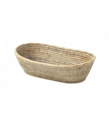 Rattan bread basket whitened 30x22cm - Nardini Forniture