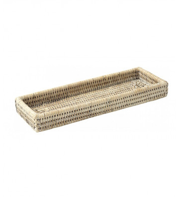 Rectangular tray in whitewashed rattan 25x9cm - Nardini Forniture