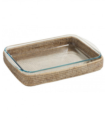 Rattan Teel whitened with pyrex 40x27cm - Nardini Forniture