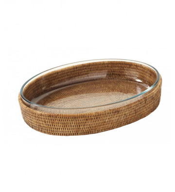 Rattan oval canvas with pyrex 40x28cm - Nardini Forniture