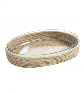 Rattan oval tee whitened with pyrex 40x28cm - Nardini Forniture