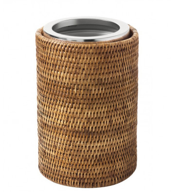 Bottle holder in natural rattan and steel Ø15xH22cm