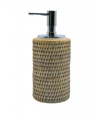 Dispencer in rattan and stainless steel Ø8xH18cm