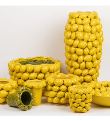 Ceramic vase of yellow lemons Ø43xH27cm - Nardini Forniture