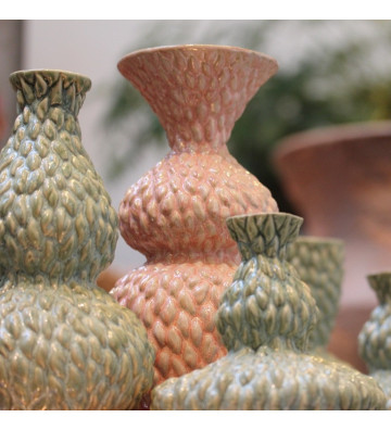 Green enamelled ceramic vase water H16cm - Nardini Forniture
