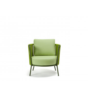 Daisy Rope armchair in green rope with cushions - Vermobil - Nardini Forniture