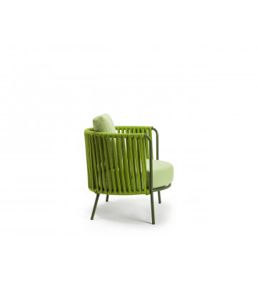 Daisy Rope armchair in green rope with cushions