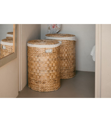 Natural fiber linen basket covered / +2 size - Andrea House - Nardini Forniture