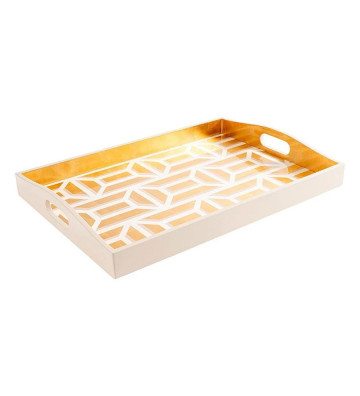 Rectangular tray lacquered white and gold 53x38cm - Caspari - Nardini Forniture