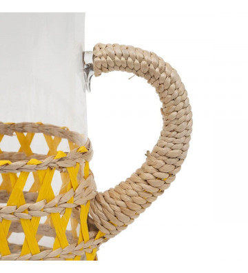Glass jug with 2L yellow raffia