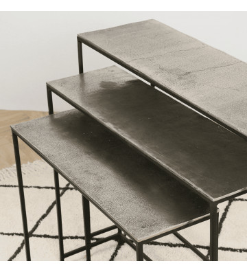 Consolle Felia in metallo argento e nero / +3 dimensioni - Cote table - Nardini Forniture