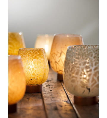 Lampada da tavolo LED Sylas Arancione e Oro Ø15xH19cm - Light&Living - Nardini Forniture