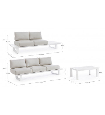 Outdoor sofa and table set in white aluminum - Nardini Forniture