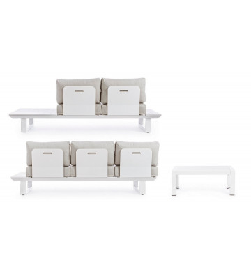 Outdoor set sofa and table in white aluminium - Nardini Forniture