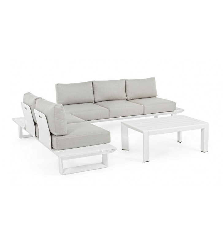Outdoor set sofa and table in white aluminium - Nardini Forniture