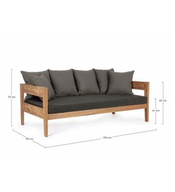 Outdoor sofa 3posed in teak and black cushions - Nardini Forniture