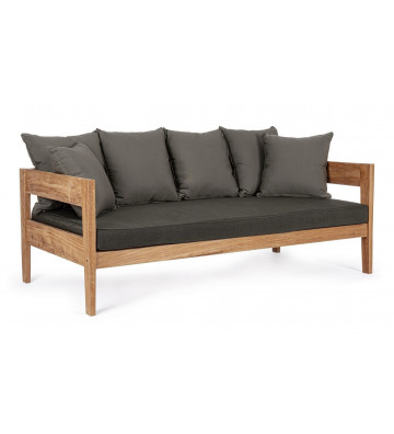 3-seater outdoor sofa in teak and black cushions - Nardini Forniture