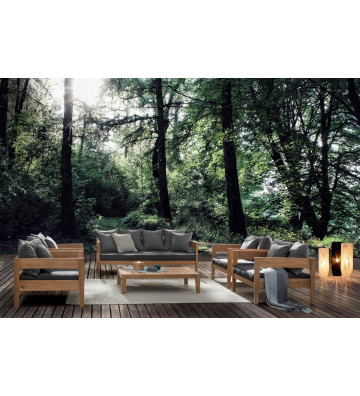 Outdoor sofa 3posed in teak and black cushions - Nardini Forniture