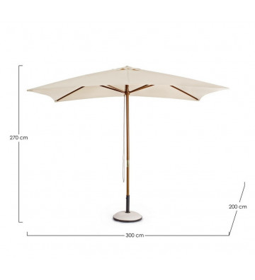 Ecru umbrella with central wooden pole 2x3mt