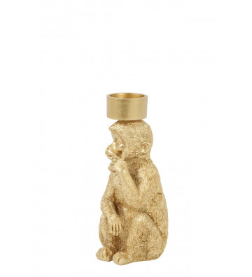 Wallet tealight monkey gold H21cm - Light and living - Nardini Forniture