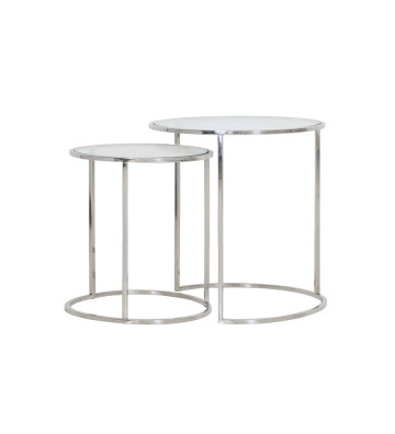 Side table round silver with glass top / +2 dimensions - Light and living - nardini supplies