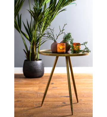 Side table Envira tondo oro antico Ø51x60cm - light and living - nardini forniture
