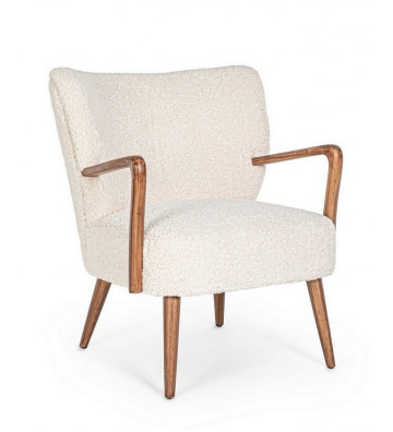 Armchair with wooden and boucle white - nardini supplies