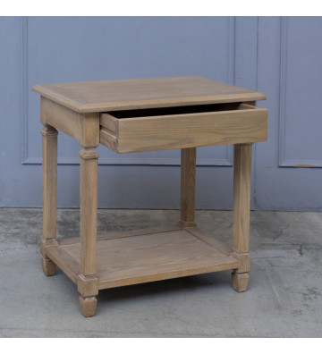 Bedside table in natural wood with drawer