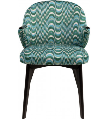 Blue patterned armchair with armrests