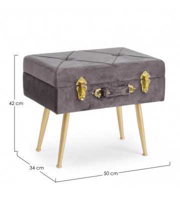 Gray and gold pouf container 50x34xH42cm