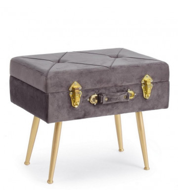 Pouf grey and gold container 50x34xH42cm - Nardini Forniture