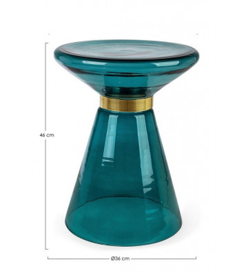 Round table in blue and gold glass Ø36cm